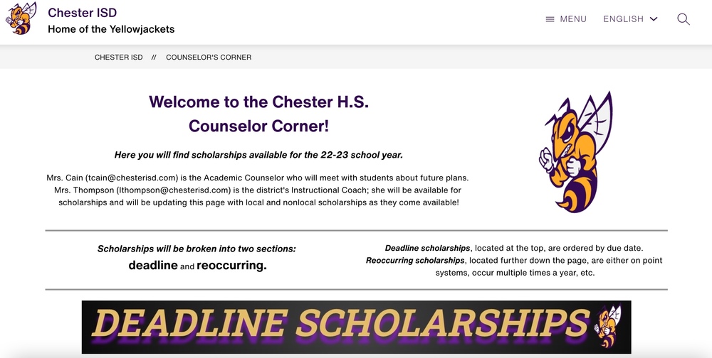 Counselor Corner Page